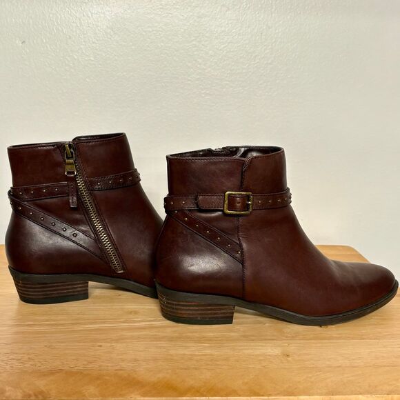 Lauren Ralph Lauren "Shaw" Chocolate Brown Leather Ankle Boots with Studs size 6 - Picture 4 of 10